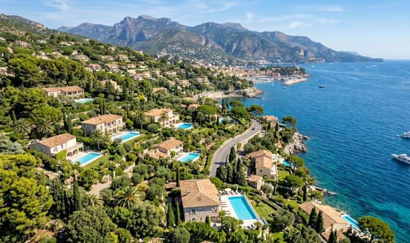 Région PACA - Vue de la Côte d'Azur avec piscines en Méditerranée